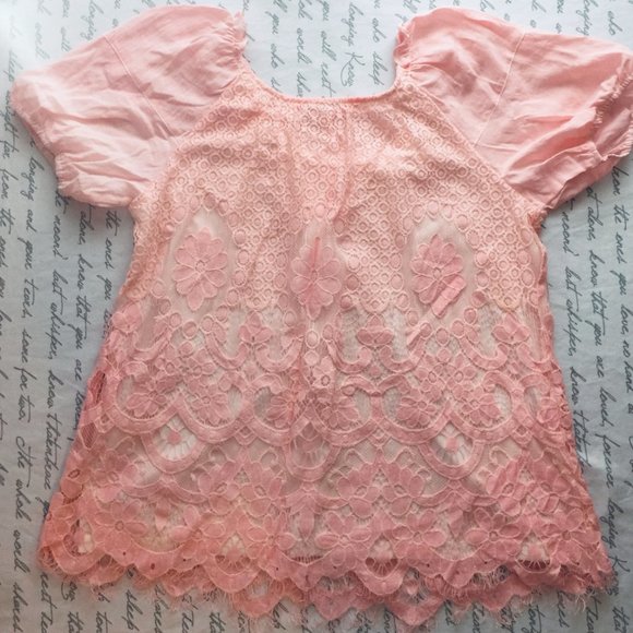 Pink Lace Short Sleeve Top Suzanne Bento XL - Picture 2 of 9